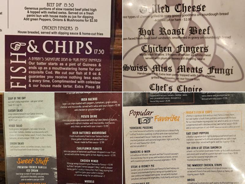 Bobby's Place Menu