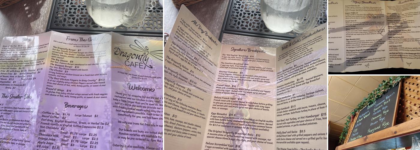 Dragonfly Cafe Menu