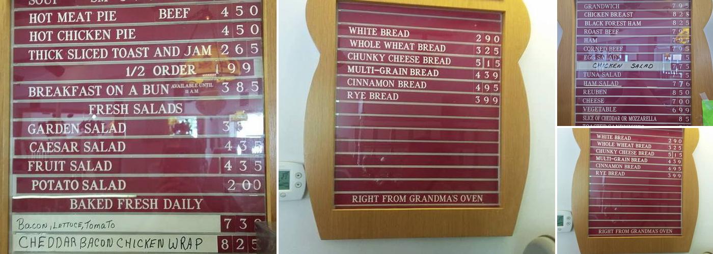 Grandma Lee's Menu