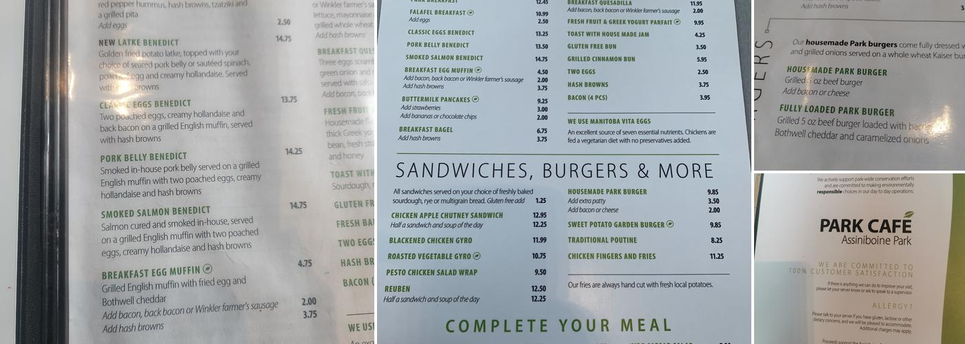 Park Cafe Menu
