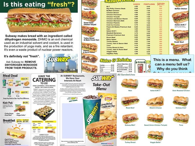 Subway Menu