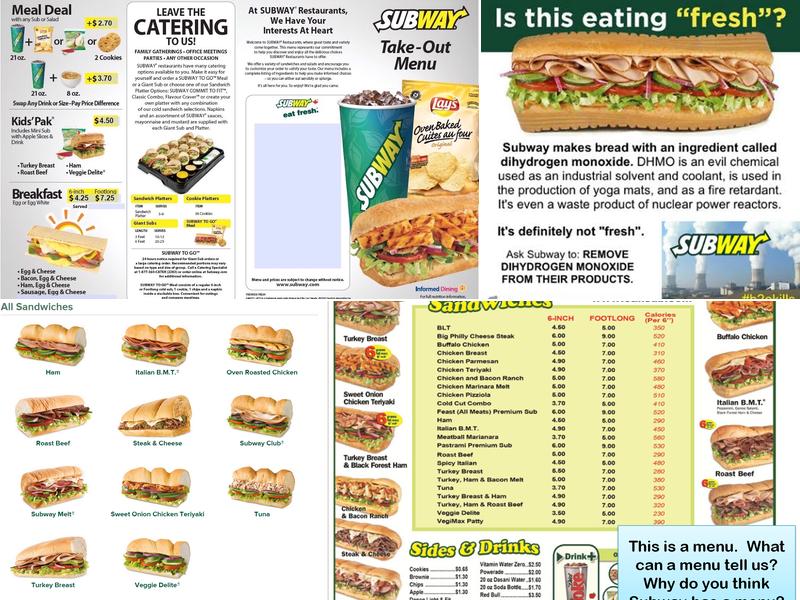 Subway Menu