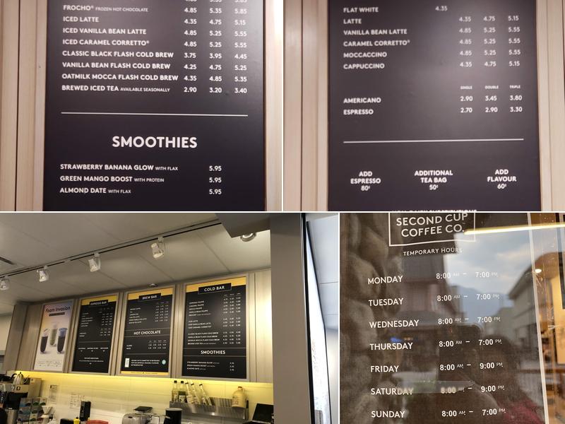 Second Cup Café Menu
