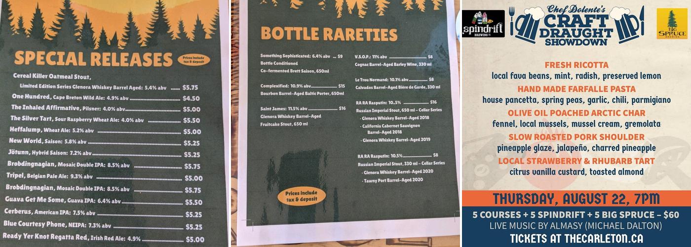 Big Spruce Brewing Menu