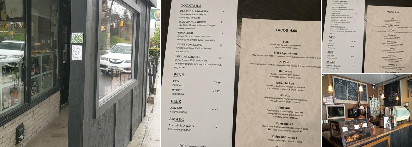 The Sovereign Cafe Menu