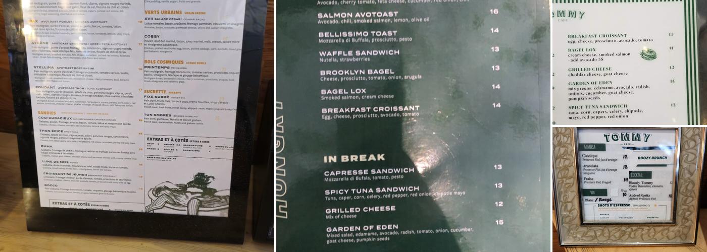 Tommy Café Menu