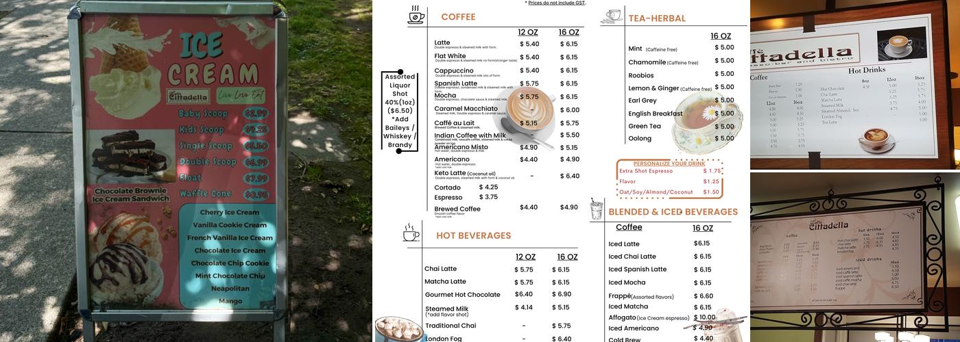 Caffè Cittadella Menu