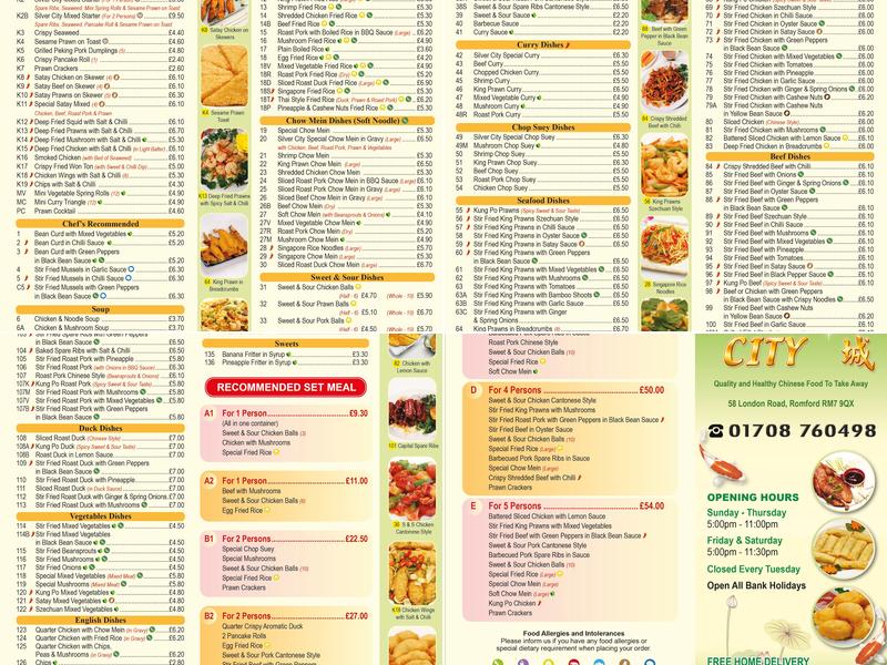 Silver City Menu