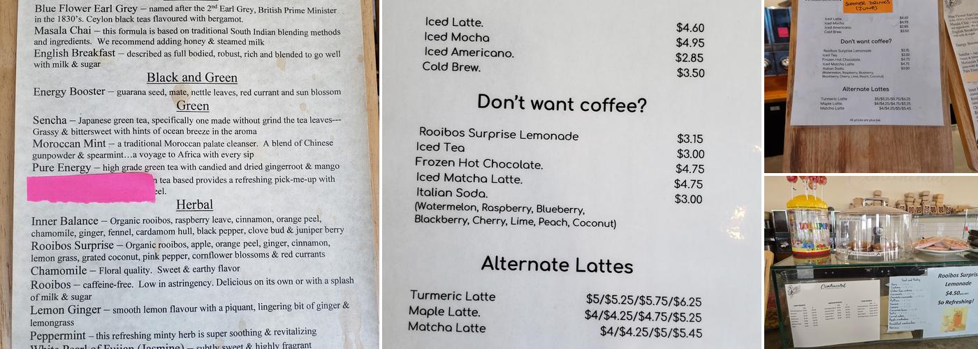 Continental Coffee Menu