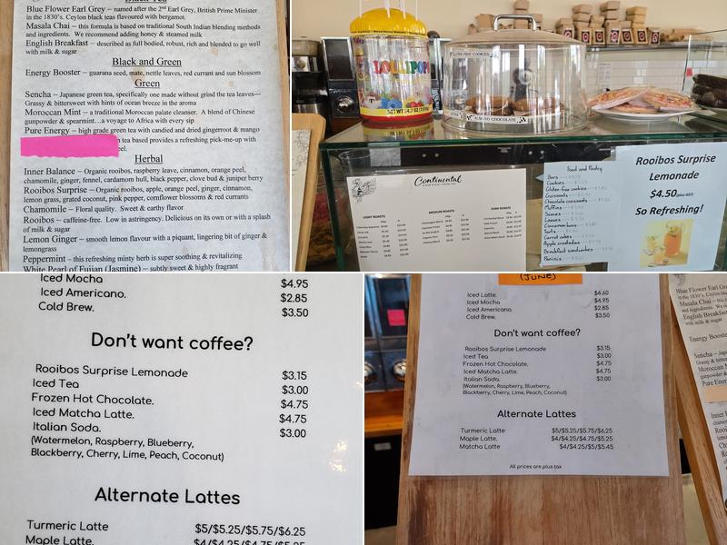 Continental Coffee Menu