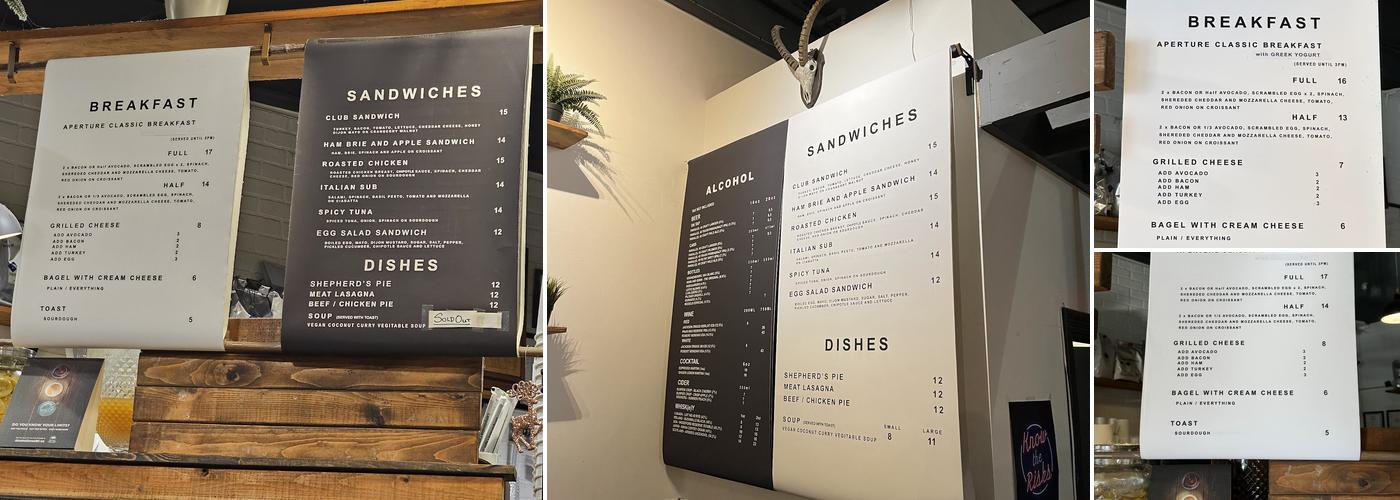 Aperture Coffee Bar Menu