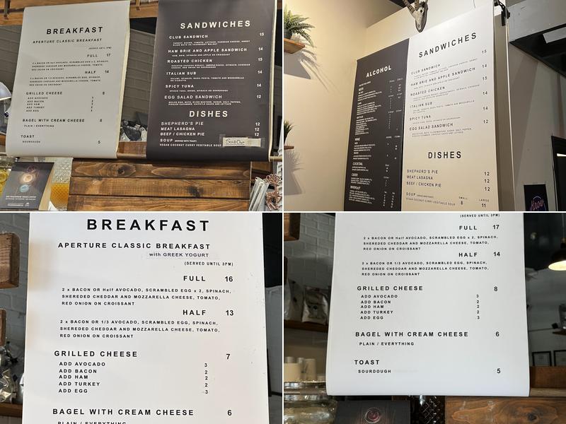 Aperture Coffee Bar Menu