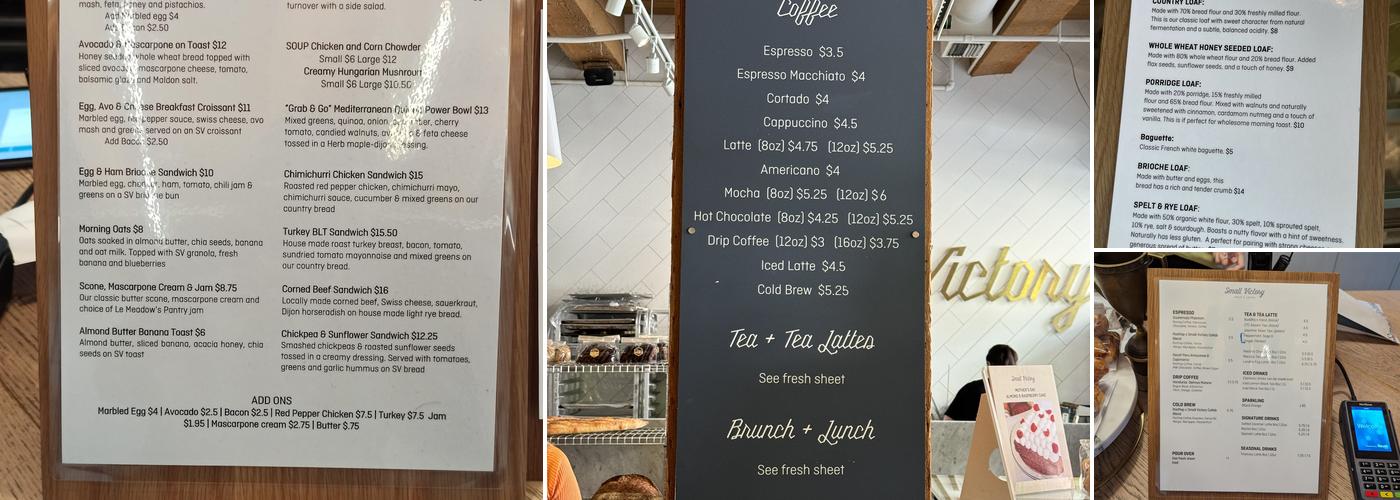 Small Victory Bakery Menu