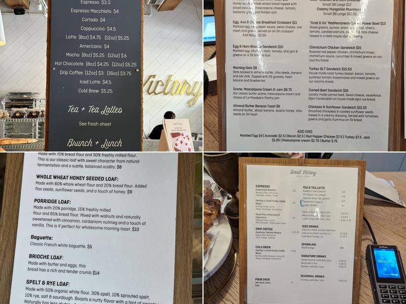 Small Victory Bakery Menu