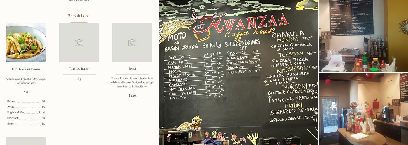 Kwanzaa Coffee House Menu