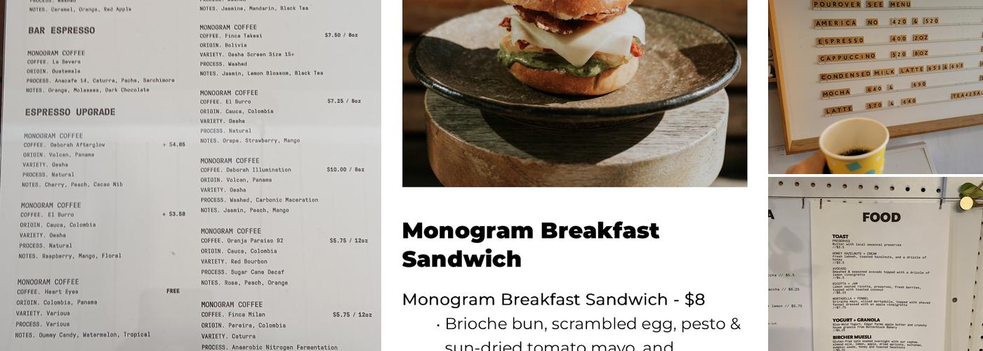 Monogram Coffee Menu