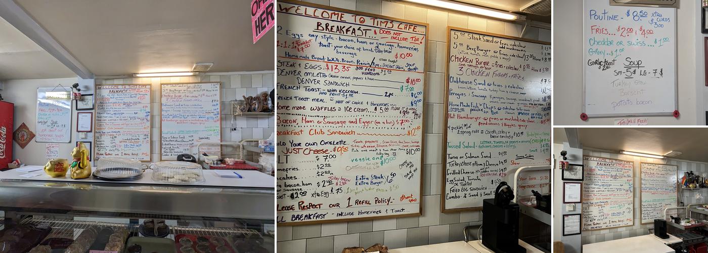 Tim's Cafe Menu