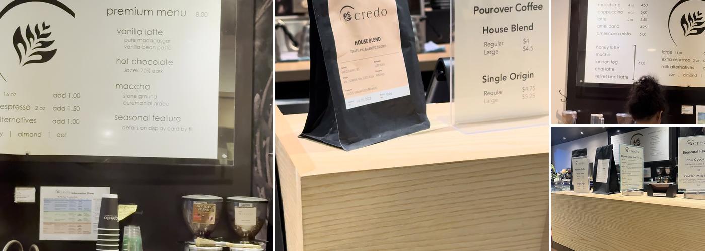 Credo Coffee Menu