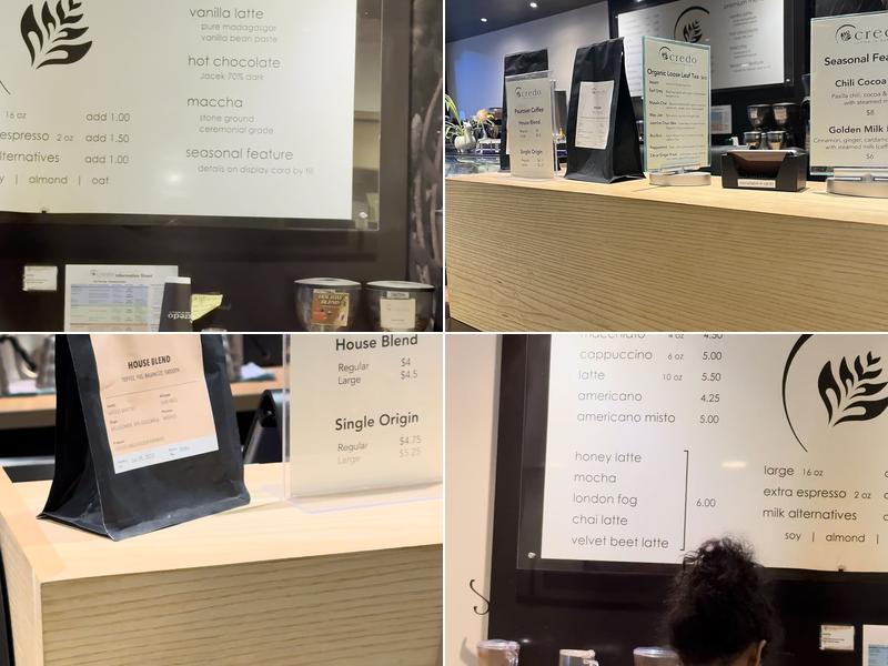 Credo Coffee Menu