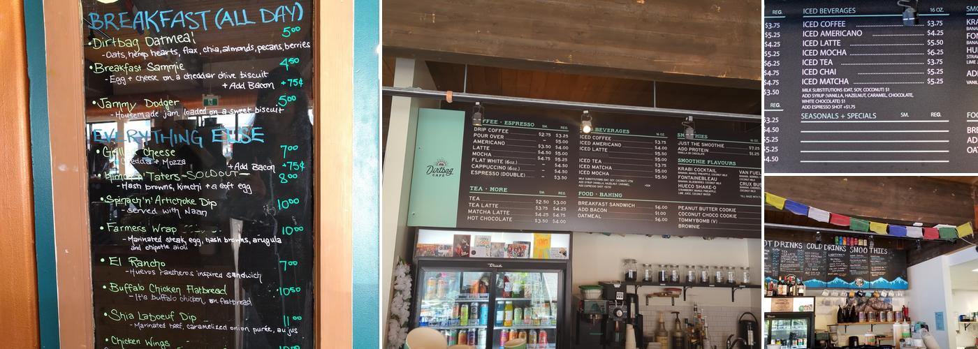 Dirtbag Cafe Menu