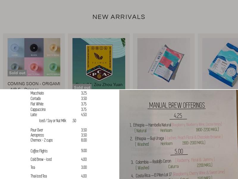 Rogue Wave Coffee Menu