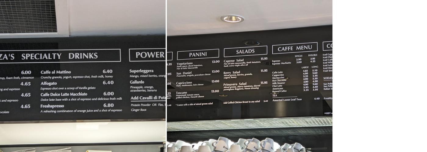 Mezza Caffe Menu