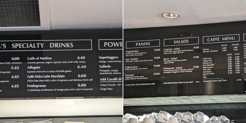 Mezza Caffe Menu