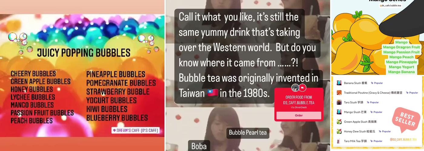 D's Cafe Bubble Tea Menu