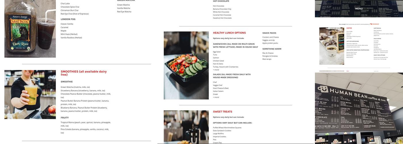 Human Bean Coffee & Tea Menu