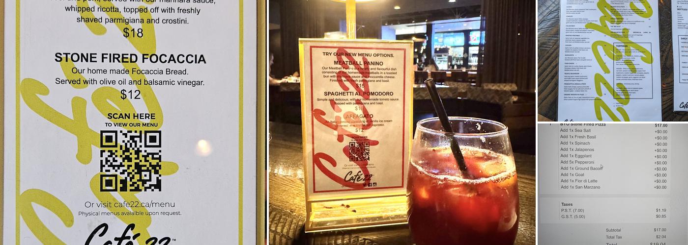 Cafe 22 Menu