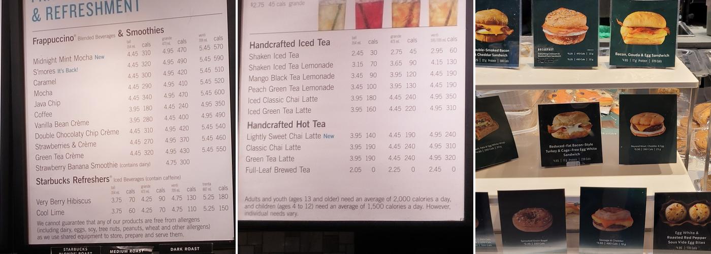 Starbucks Menu