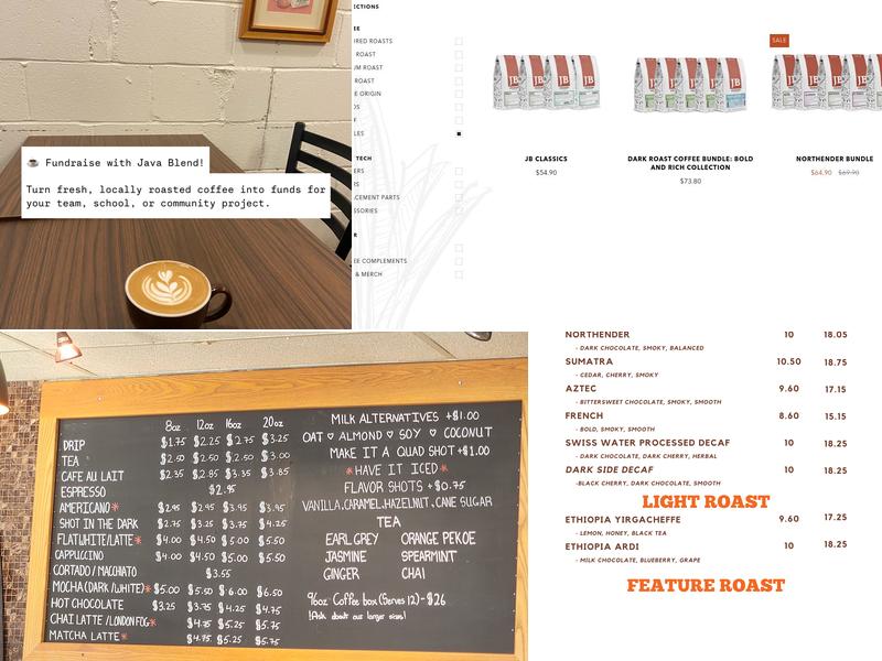 Java Blend Coffee Roasters Menu