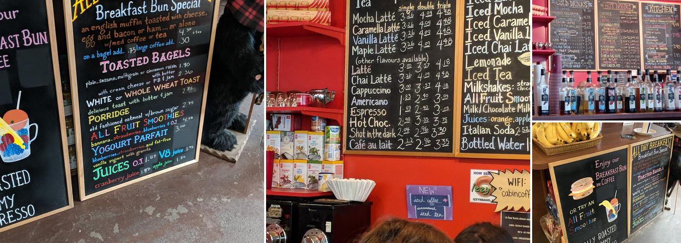 Cabin Coffee Menu