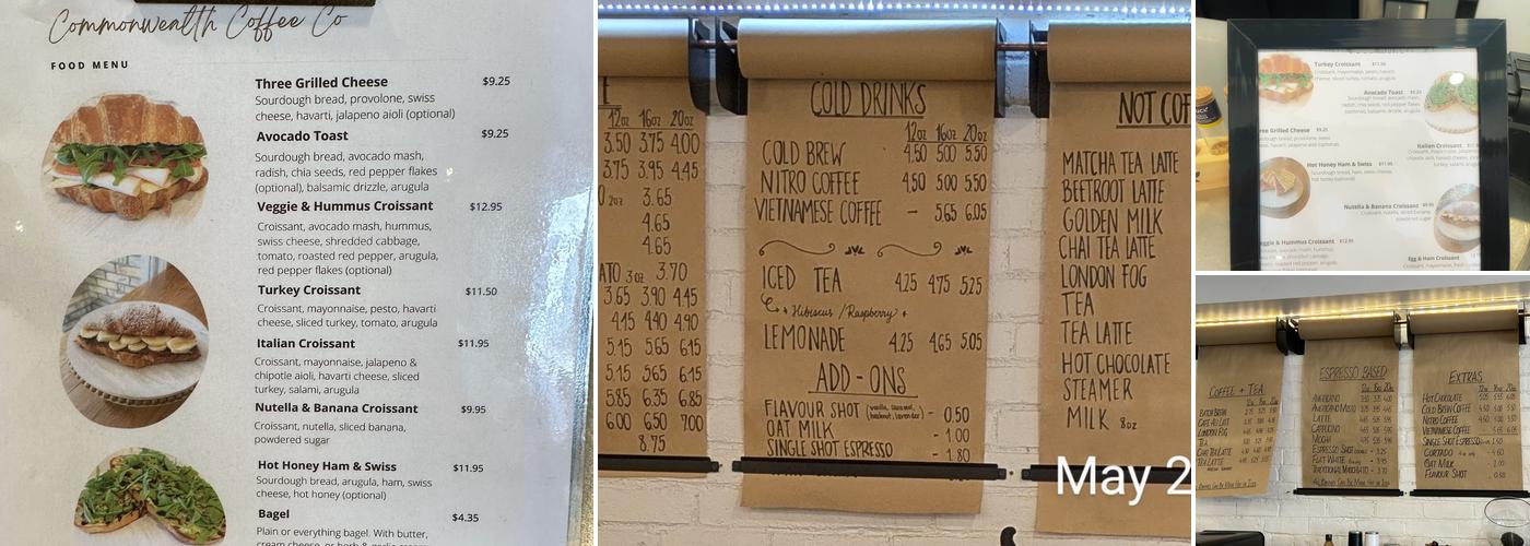 Commonwealth Coffee Menu