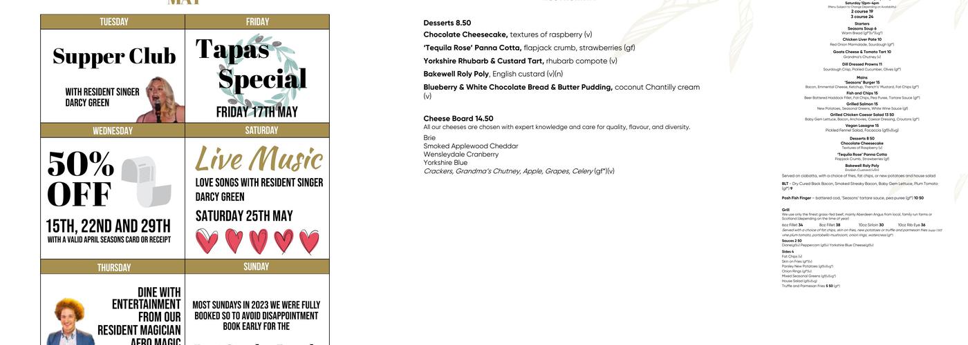 Seasons Restaurant Menu