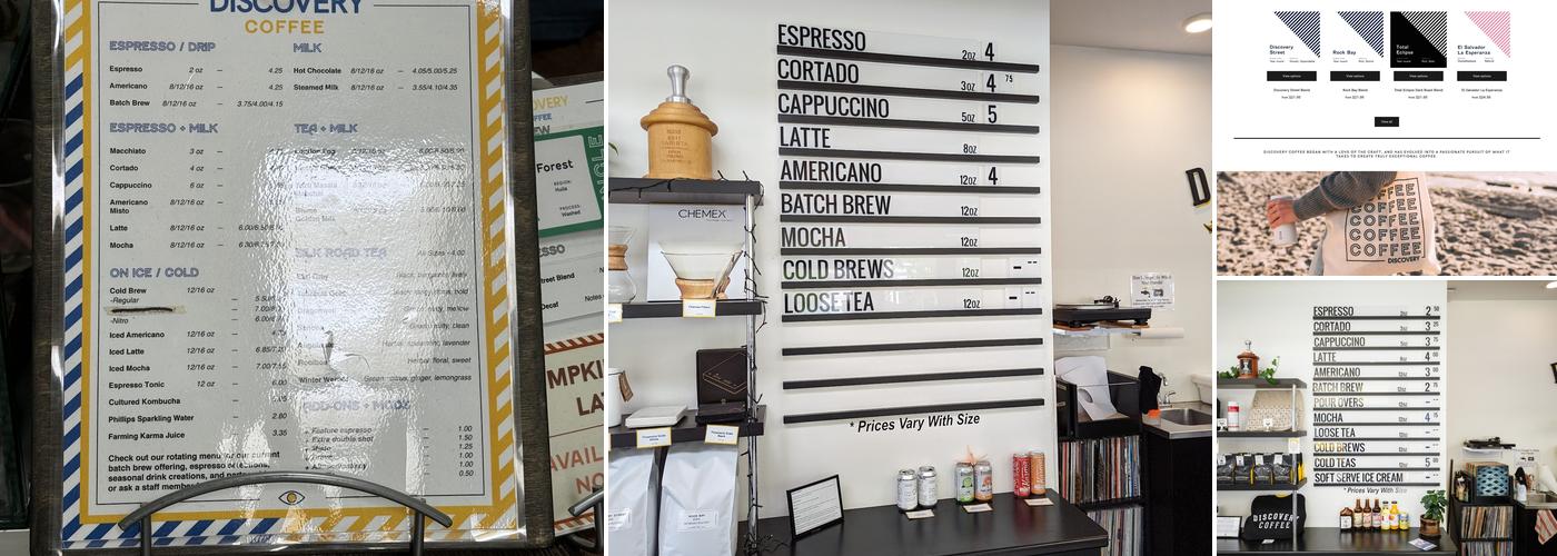 Discovery Coffee Menu