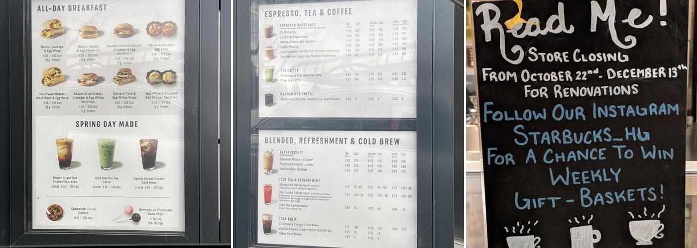 Starbucks Menu