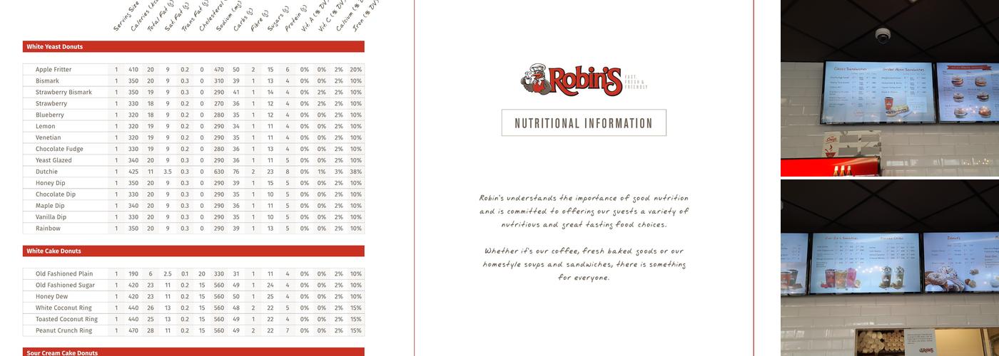 Robin's Donuts Menu