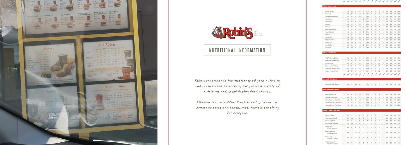Robin's Donuts Menu