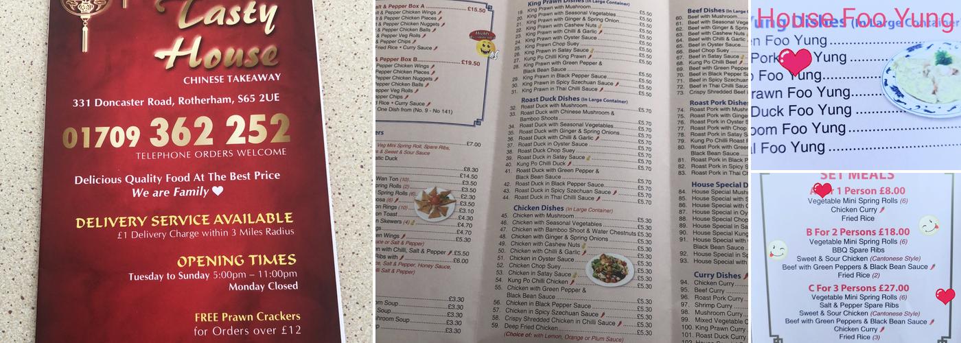Tasty House Chinese takeaway Menu