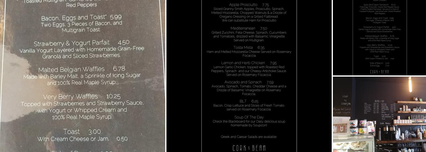 Cork and Bean Peterborough Menu