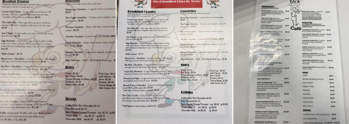 CC’s Café Menu