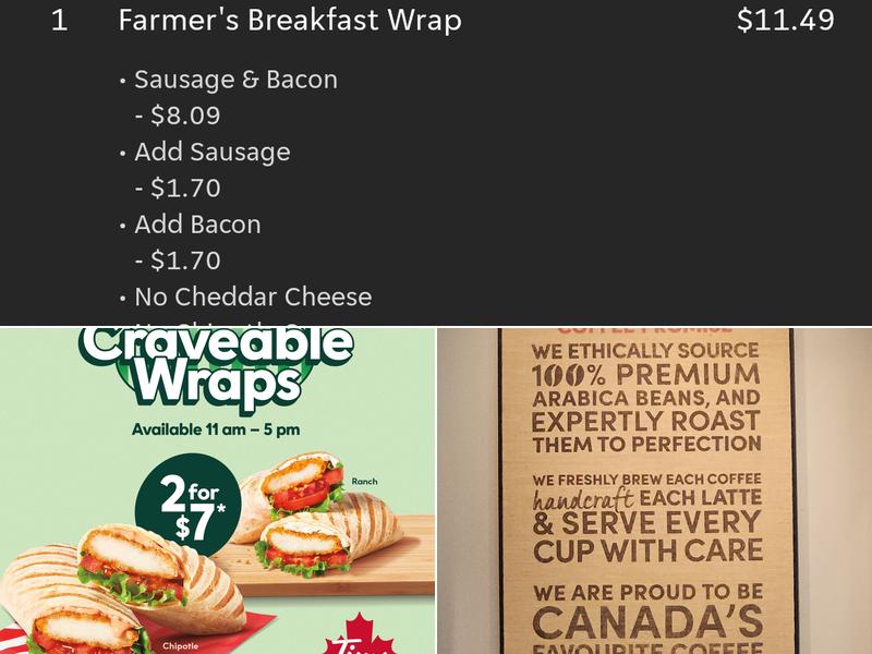 Tim Hortons Menu