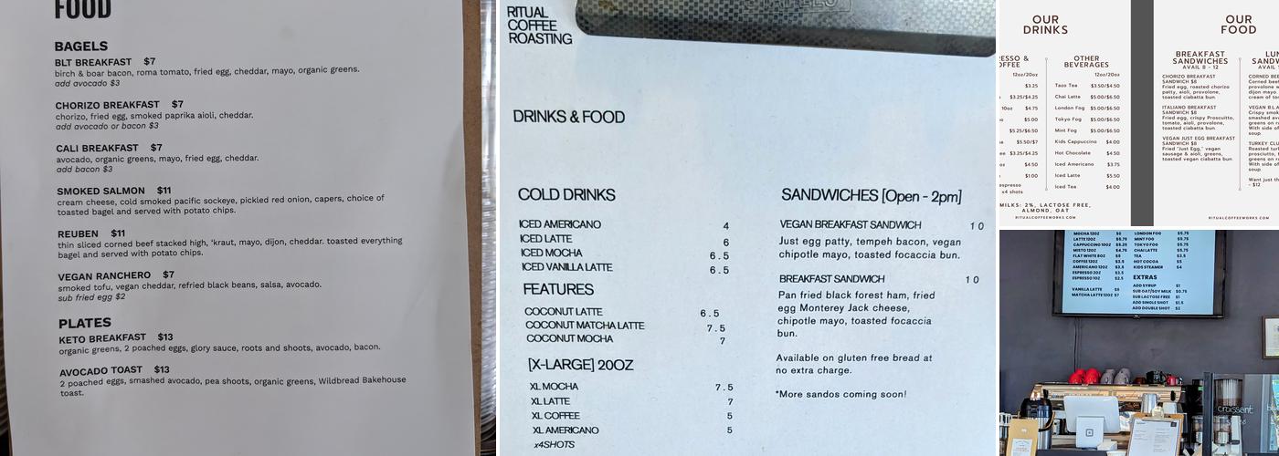 Ritual Coffeeworks Menu