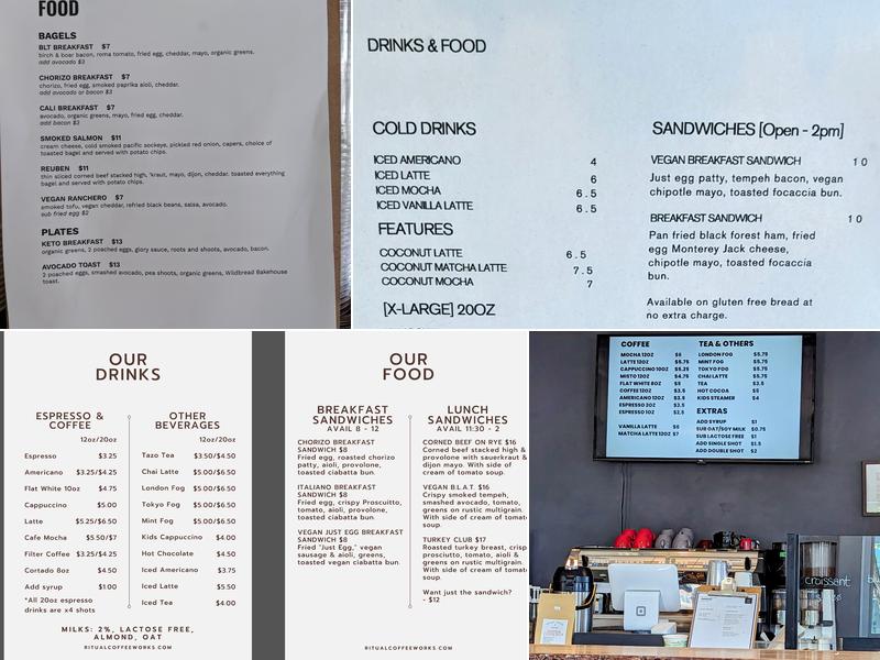 Ritual Coffeeworks Menu