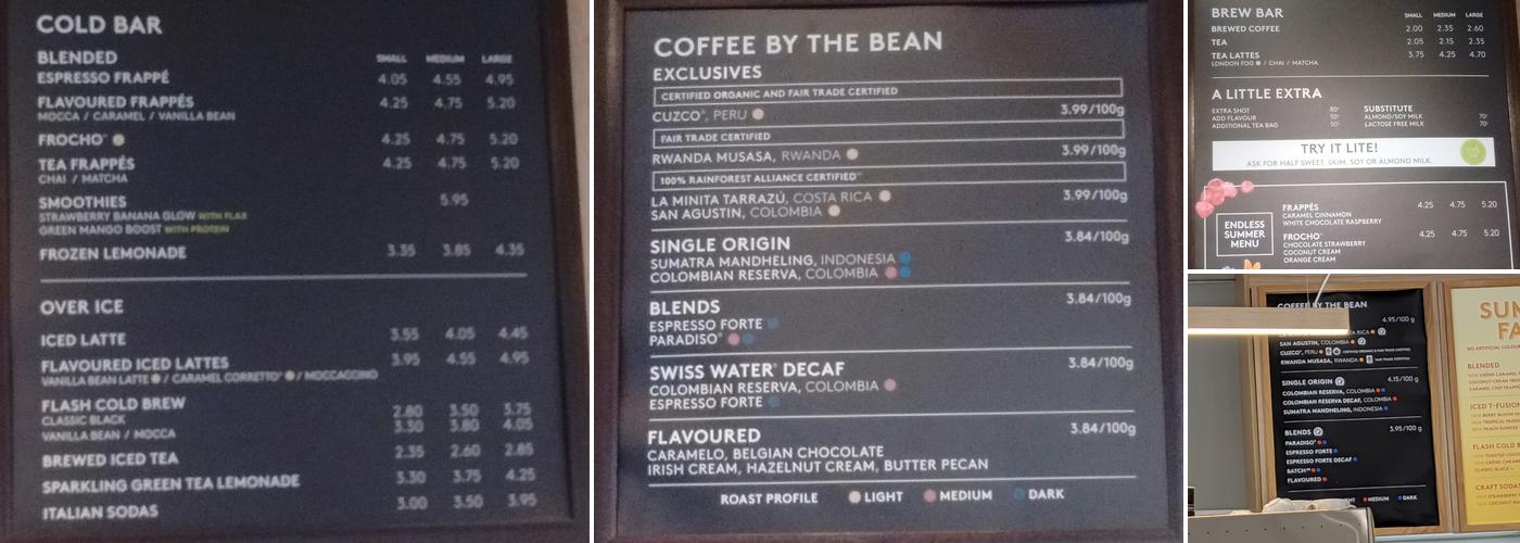 Second Cup Café Menu