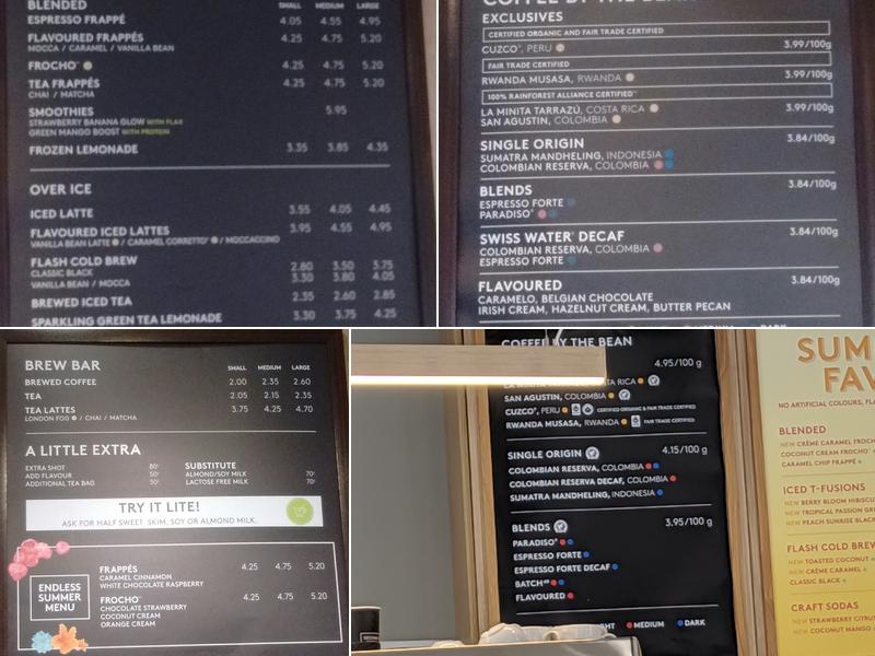 Second Cup Café Menu