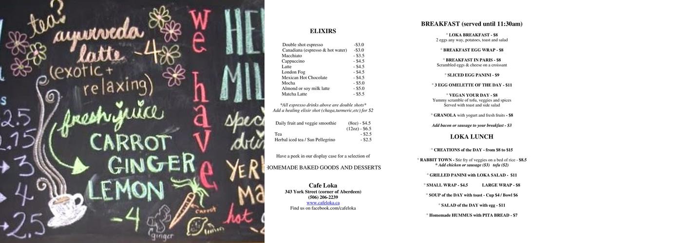Cafe Loka Menu