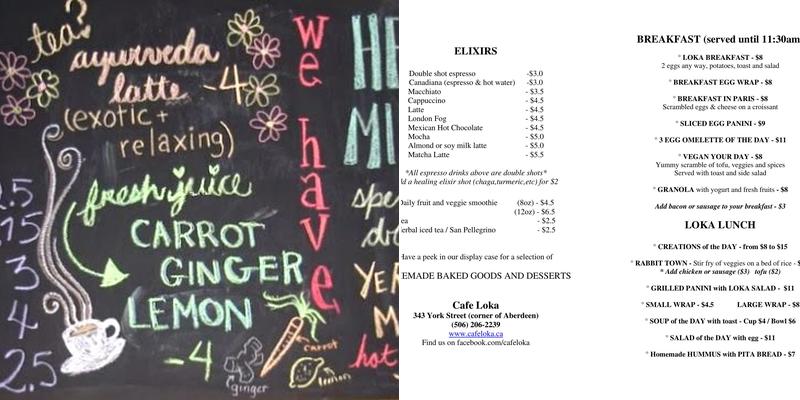 Cafe Loka Menu