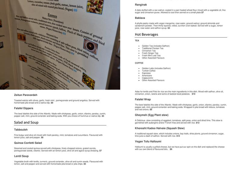 Cinnamon Cafe Menu